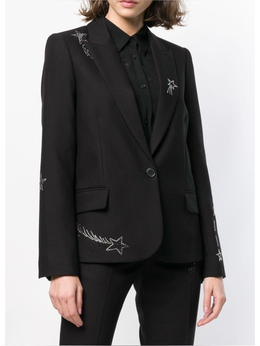 ZADIG & VOLTAIRE | Star Embellished Blazer in Black, Size 36/Small